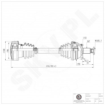 Arbre de transmission Cardan Pour VW Audi Seat Skoda 6R0407762A 6R0407762AX
