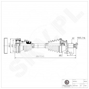 Arbre de transmission Cardan Pour VW Audi Seat Skoda 6Q0407452FX 8Z0407272AM