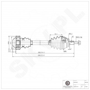 Arbre de transmission Cardan Avant Gauche Pour VW Audi A3 Seat Skoda 2K0407271E