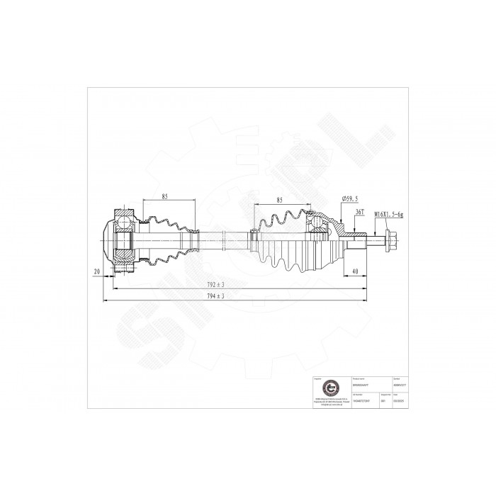Arbre de transmission Cardan Avant Droit Pour VW Audi Seat Skoda 1K0407762BX
