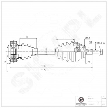 Arbre de transmission Cardan Avant Droit Pour VW Audi Seat Skoda 1K0407762BX