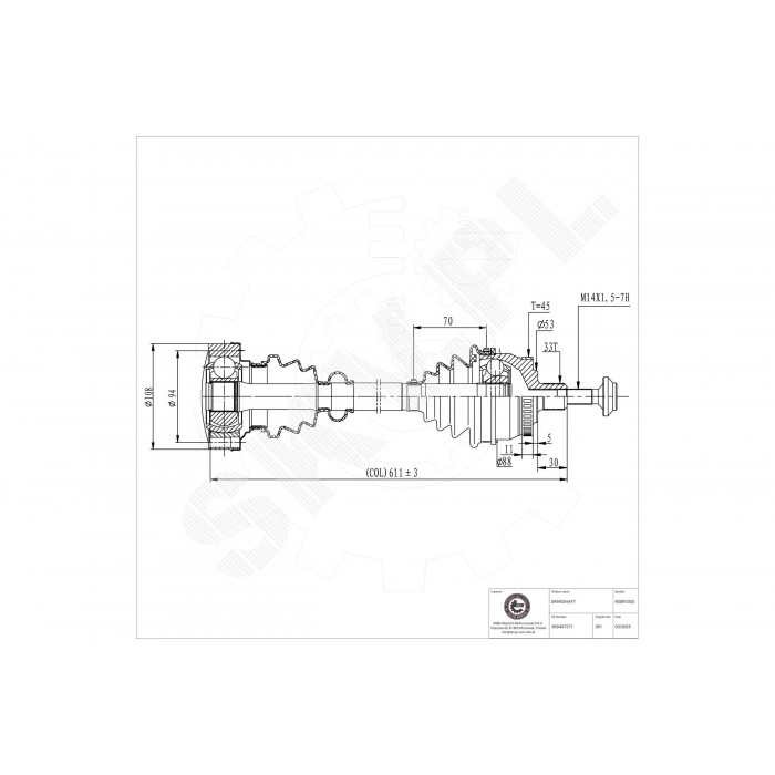 Arbre de transmission Cardan Pour VW Passat Audi A4 Skoda 8D0407451AV 3BD407271