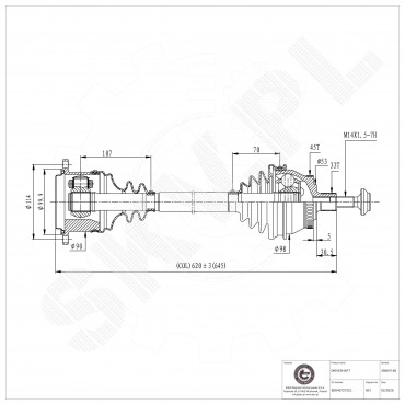 Arbre de transmission Cardan Pour VW Audi A4 Skoda 8D0407272AN 8D0407272CL