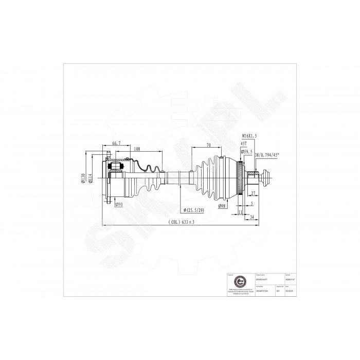 Arbre de transmission Cardan Pour VW Passat Audi A4 Skoda 8D0407452LX 3B0407272M