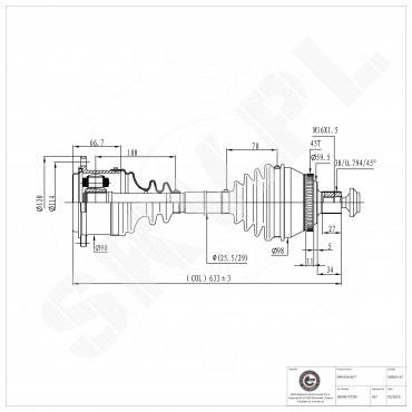 Arbre de transmission Cardan Pour VW Passat Audi A4 Skoda 8D0407452LX 3B0407272M