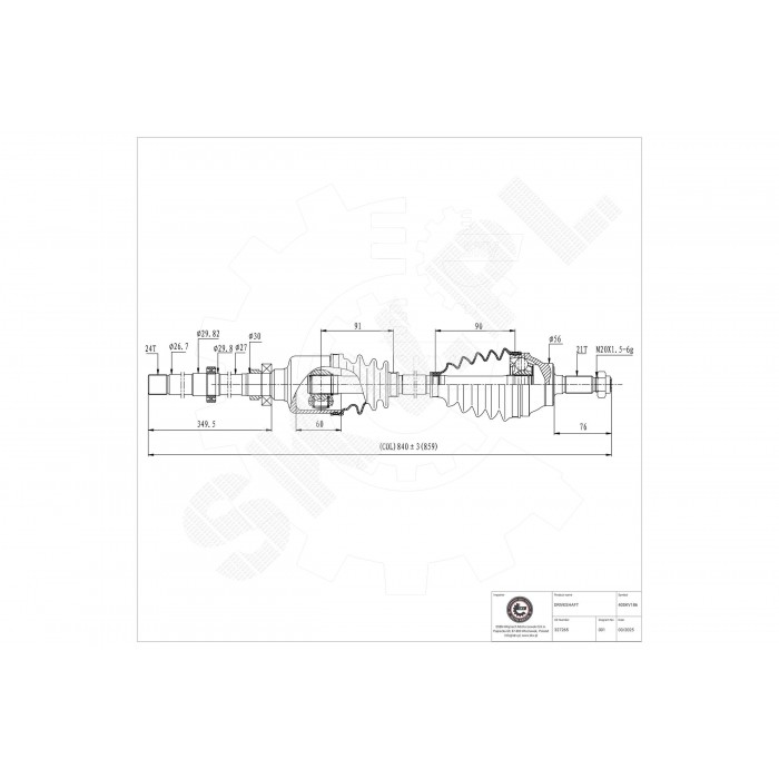 Arbre de transmission Cardan Pour Peugeot 205 Citroën C15 Visa