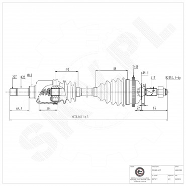 Arbre de transmission Cardan Avant Gauche Pour Peugeot 206 806 Citroën Evasion