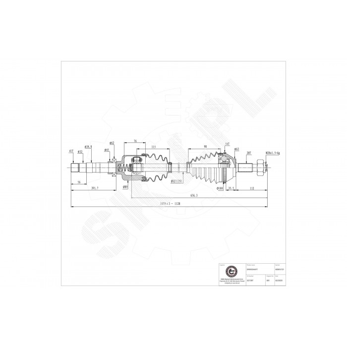 Arbre de transmission Cardan Pour Peugeot Fiat Citroën 1463108080 1491238080