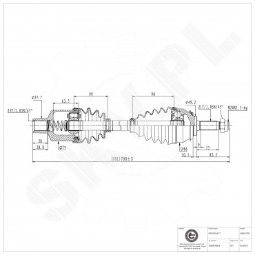 Arbre de transmission Cardan Pour Renault Logan Sandero Dacia Logan Sandero