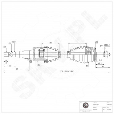 Arbre de transmission Cardan Pour Fiat Doblo 51822813 51933670 5193367055214684