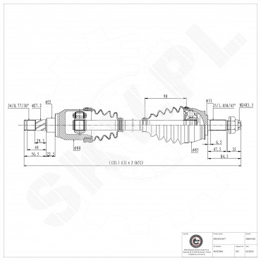 Arbre de transmission Cardan Pour Fiat Stilo 46307864 46307910 46308178 46308179