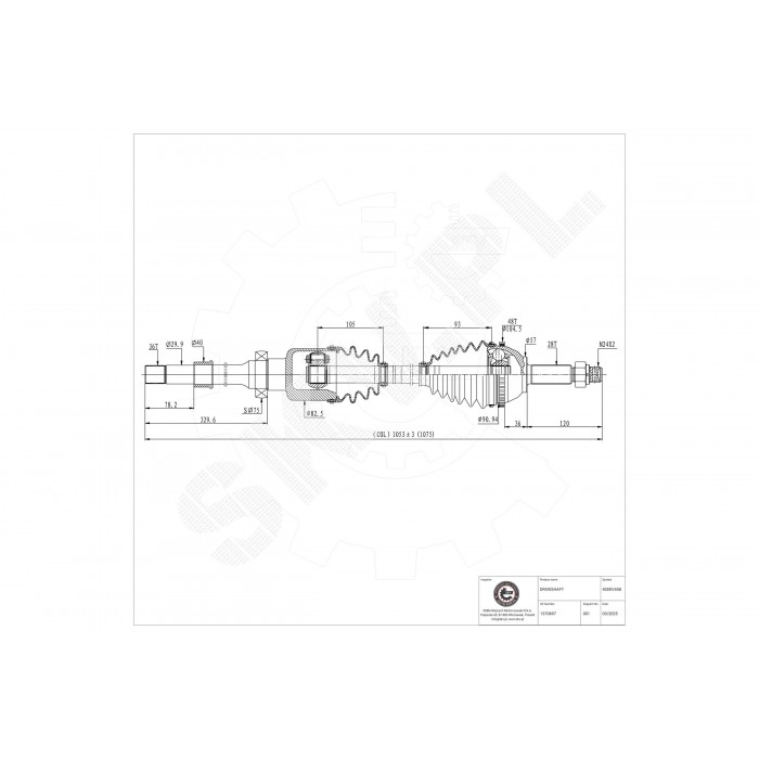 Arbre de transmission Cardan Avant Droit Pour Ford Transit 1417887 1417888