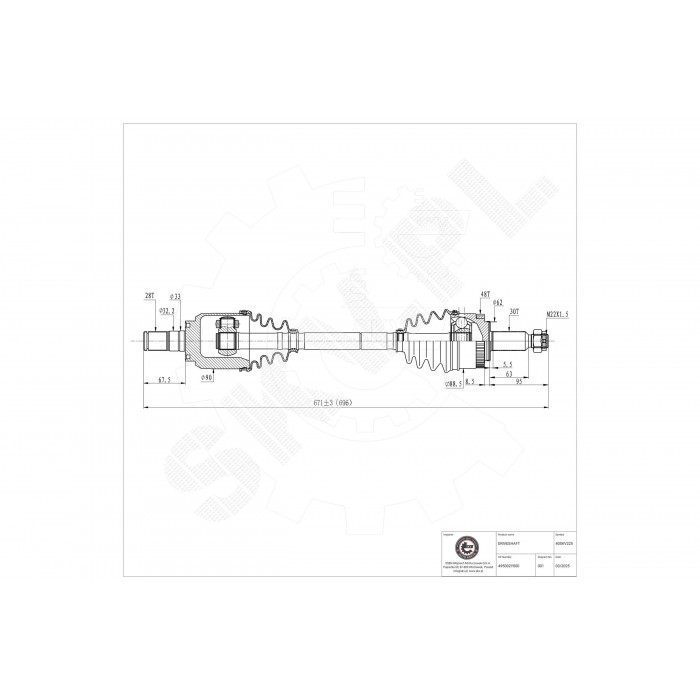 Arbre de transmission Cardan Avant Gauche Pour Hyundai ix35 Kia Sportage
