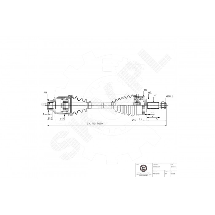 Arbre de transmission Cardan Avant Droit Pour Hyundai ix35 Kia Sportage