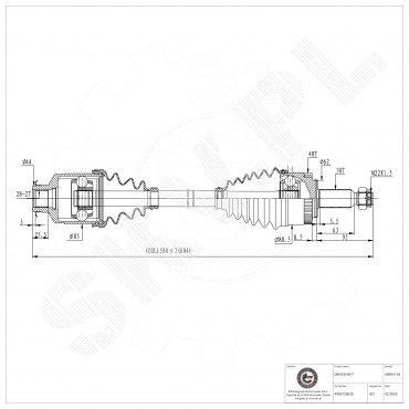 Arbre de transmission Cardan Avant Droit Pour Hyundai ix35 Kia Sportage