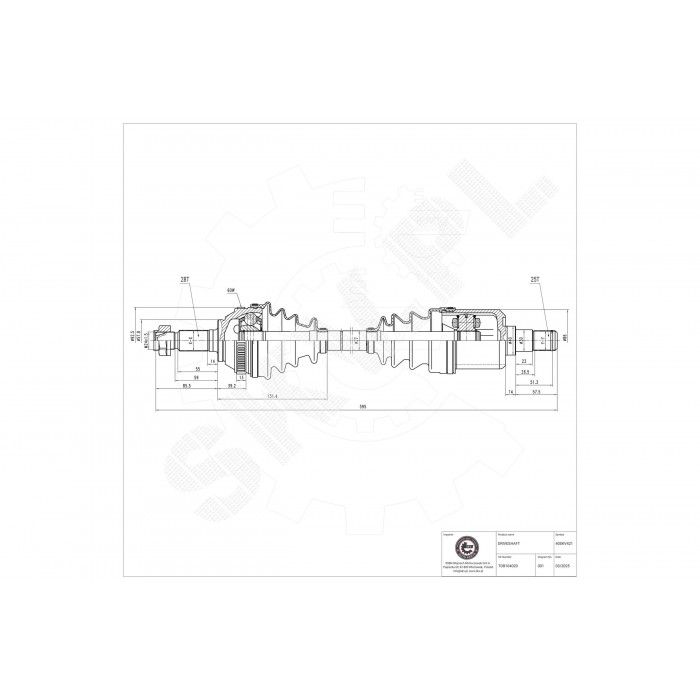 Arbre de transmission Cardan Pour Land Rover Freelander Soft Top TDB104020