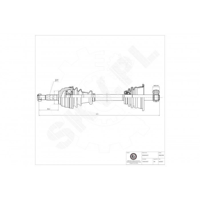 Arbre de transmission Cardan Avant Gauche Pour Renault Clio II Kangoo 7700109216