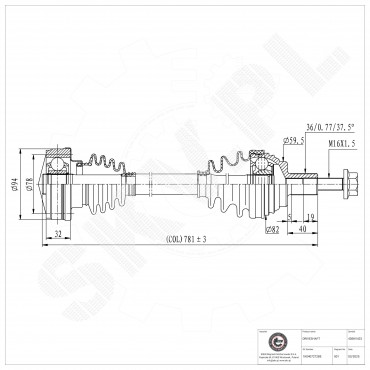 Arbre de transmission Cardan Pour VW Seat Altea Skoda 1K0407272BE 1K0407272BS