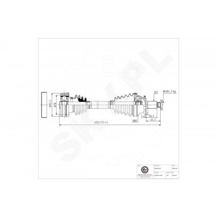 Arbre de transmission Cardan Pour VW FOX Polo Seat Cordoba Skoda 1.4 TDI
