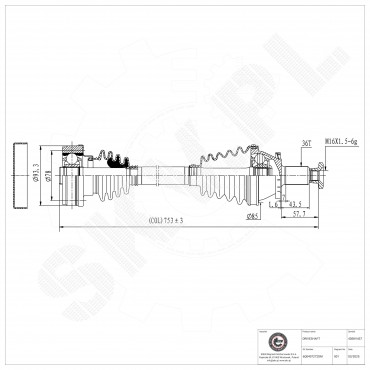 Arbre de transmission Cardan Pour VW FOX Polo Seat Cordoba Skoda 1.4 TDI