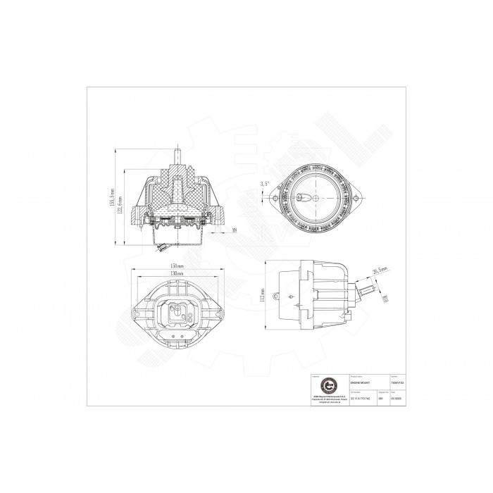Support Moteur Pour BMW Série 1 E81 E82 E87 E88 3 E90 E91 E92 E93 22116773742