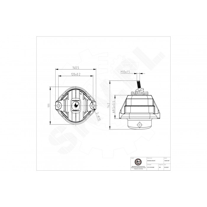 Support Moteur Gauche Pour BMW Série 5 E60 E61 6 E63 E64 22116761089