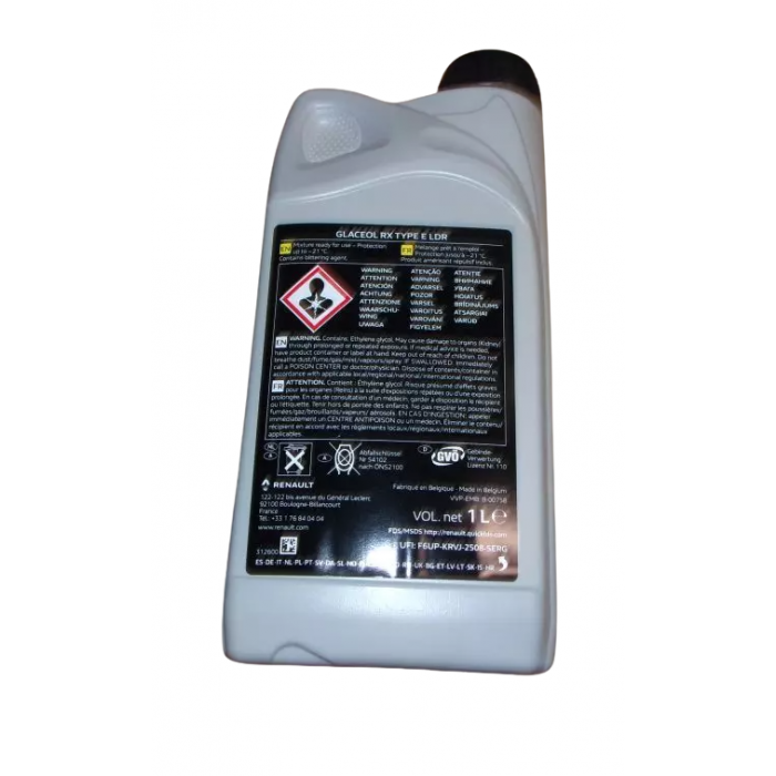 Liquide de refroidissement Glaceol RX Type E Ready-21 1 L Pour Renault Dacia