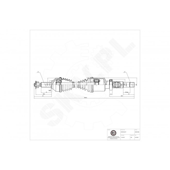 Cardan Arbre de Transmission Avant Droit Pour Ford Tourneo Transit 2323888