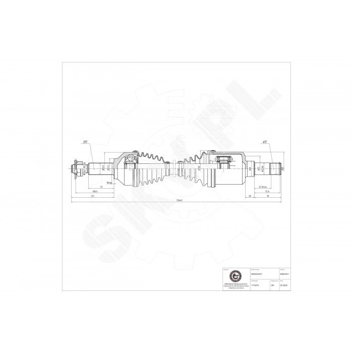 Cardan Arbre de Transmission Avant Gauche Pour Ford Tourneo Transit 2348206