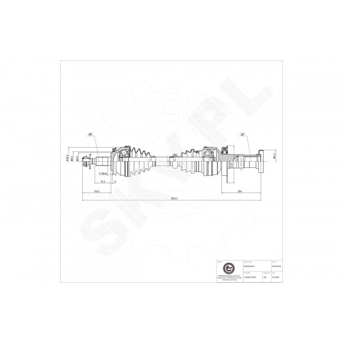 Cardan Arbre de Transmission Avant Droit Pour VW Transporter 7H0407452TX