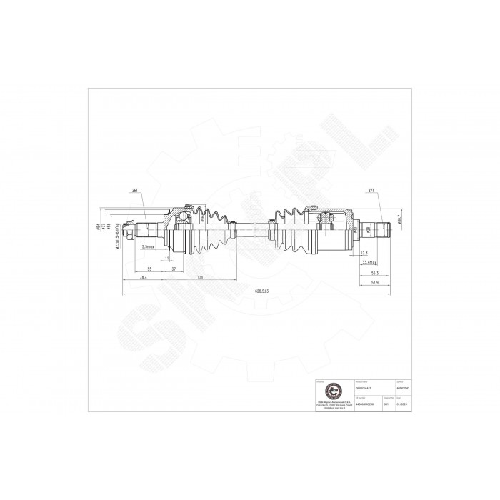 Cardan Arbre de Transmission Avant Gauche Pour Honda Civic VIII 44306SMGG00