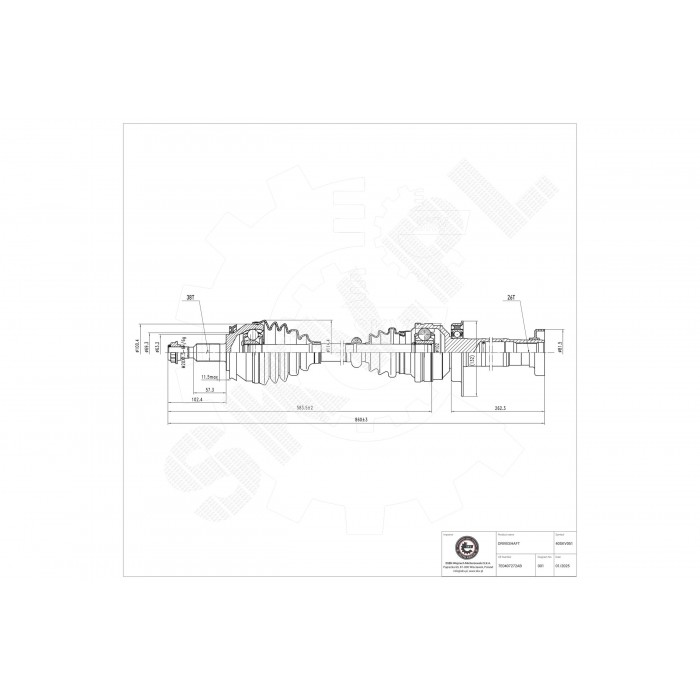 Cardan Arbre de Transmission Avant Droit Pour VW 7E0407272N 7E0407272NV