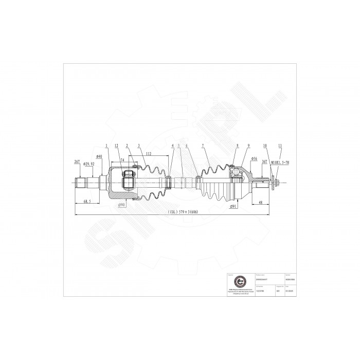 Cardan Arbre de Transmission Avant Gauche Pour Ford C-Max Focus II 1353398