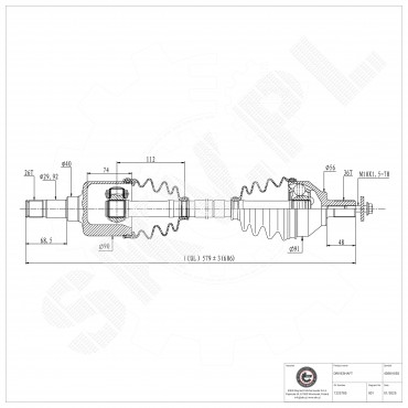 Cardan Arbre de Transmission Avant Gauche Pour Ford C-Max Focus II 1353398