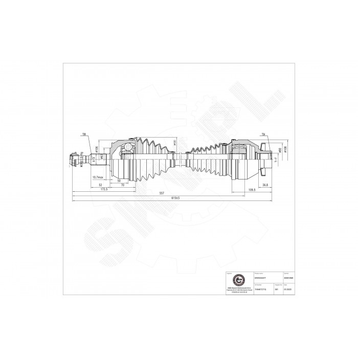 Cardan Arbre de Transmission Avant Gauche Pour VW Multivan V 7H0407271AC