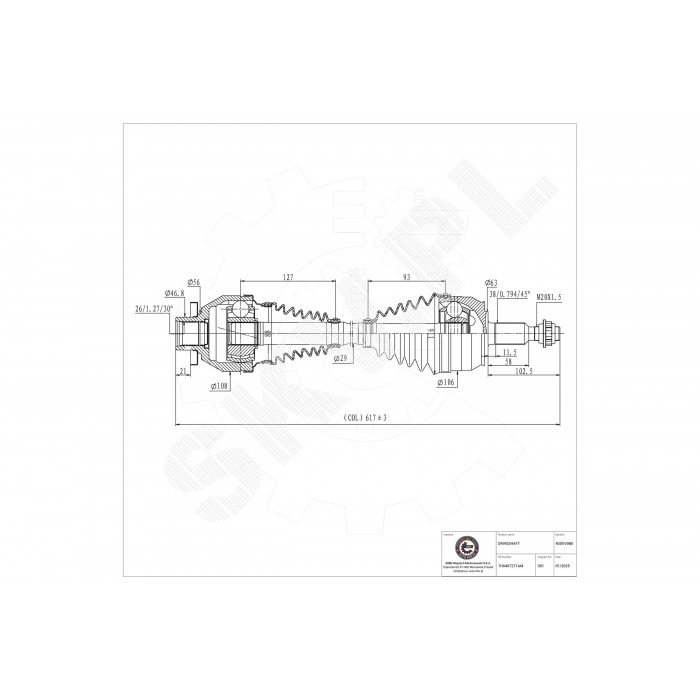 Cardan Arbre de Transmission Avant Gauche Pour VW Multivan V 7H0407271L