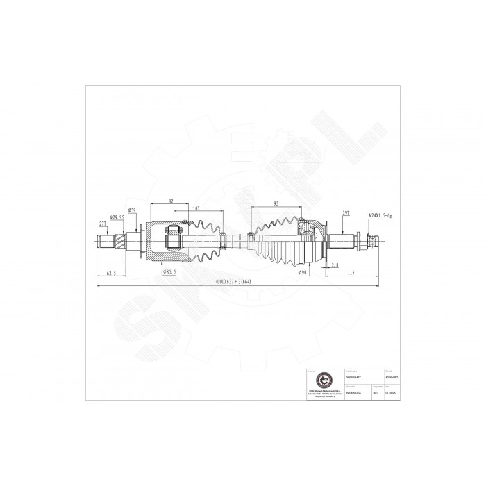 Cardan Arbre de Transmission Avant Pour Nissan NP300 Pathfinder III 391005X20A