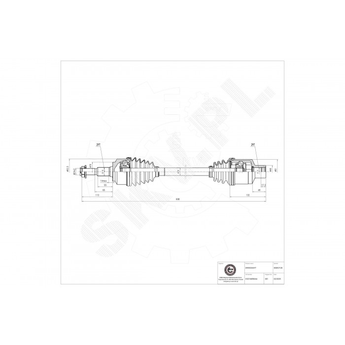 Cardan Arbre de Transmission Avant Droit Pour Jeep Commander 52104590AA