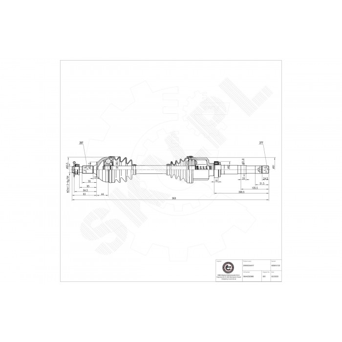 Cardan Arbre de Transmission Avant Droit Pour Peugeot Citroën DS 3273GC 3273GE