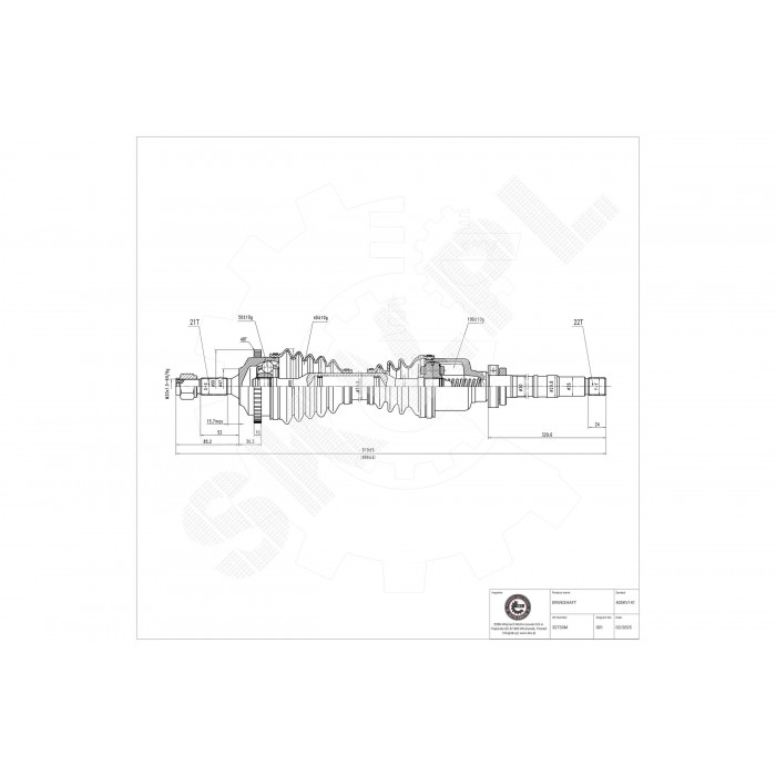 Cardan Arbre de Transmission Avant Droit Pour Peugeot 206 32733L 3273CS