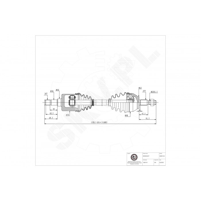 Cardan Arbre de Transmission Avant Gauche Pour Ford Kuga I 8V413B437AC