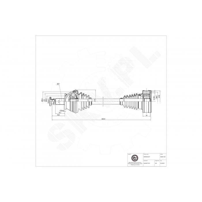 Cardan Arbre de Transmission Avant Gauche Pour VW Audi Seat Skoda 6R0407761A