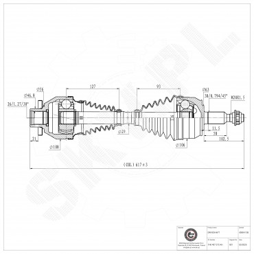 Cardan Arbre de Transmission Avant Droit Pour VW Multivan V 7H0 407 272 CJ