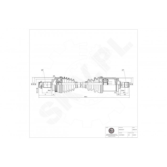 Cardan Arbre de Transmission Avant Gauche Pour BMW Série 5 E60 E61 31607558951