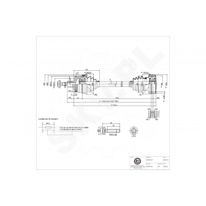Cardan Arbre de Transmission Arrière Pour Audi A4 8E0501203J 8E0501203JX
