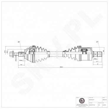 Cardan Arbre de Transmission Avant Gauche Pour VW Audi Seat Skoda 3Q0407761QX