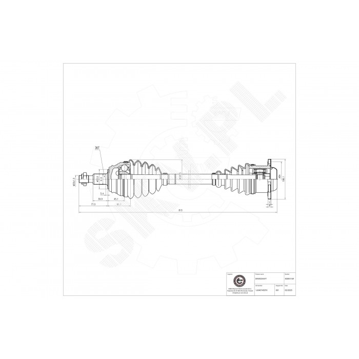 Cardan Arbre de Transmission Avant Droit Pour VW Audi Seat Skoda 1J0407272FE