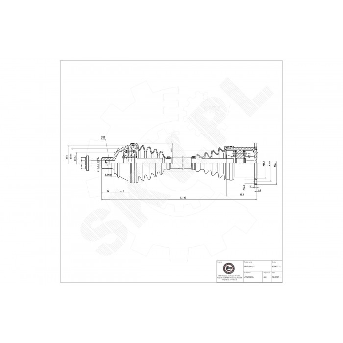 Cardan Arbre de Transmission Avant Droit Pour Audi A6 4F0407272J 4F0407452X
