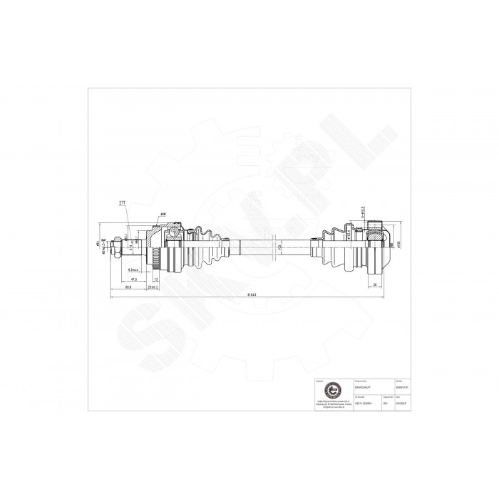 Cardan Arbre de Transmission Arrière Gauche Pour BMW Série 3 E36 33217512143