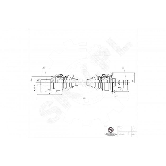 Cardan Arbre de Transmission Arrière Pour BMW X5 E70 F15 F85 33207545098